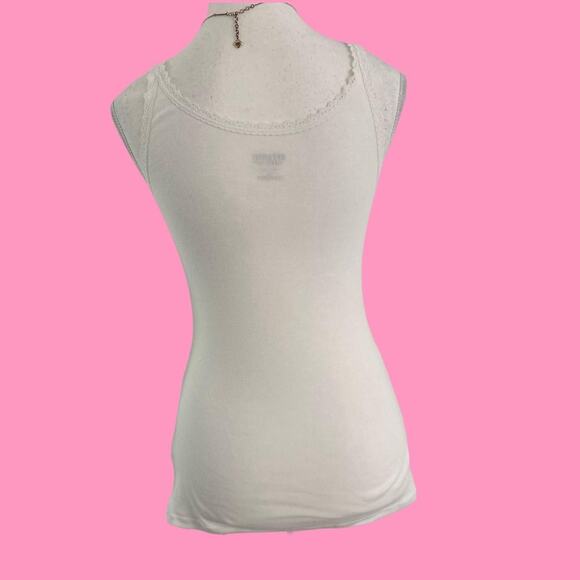 Mossimo Size Medium White Cotton Laced True To size Fitted Vintage Cami - Picture 2 of 4